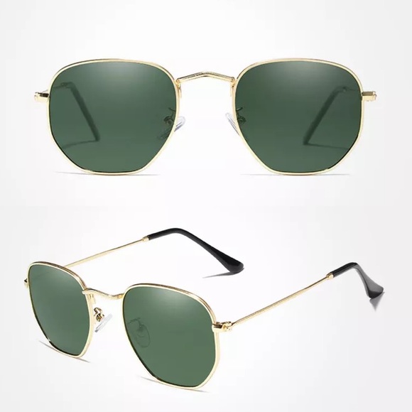 KINGSEVEN Retro Hexagon Green & Gold Polarized Sunglasses - Picture 4 of 16